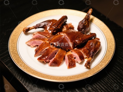 精致烤鸭，色泽诱人
