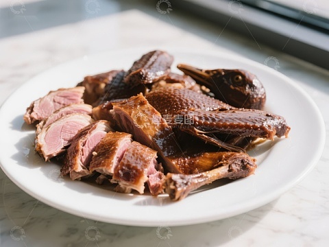 烤鸭切片，色泽诱人