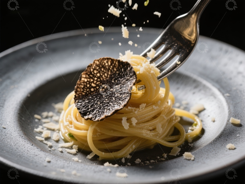 高清大图下载【趣麦麦图】黑松露意面，精致美食特写