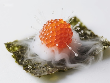 烟雾缭绕的鱼子酱与海苔