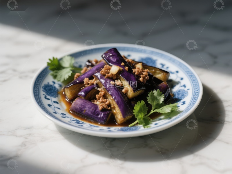 高清大图下载【趣麦麦图】香辣茄子肉末，中式美味佳肴