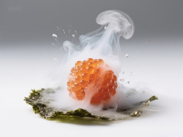 烟雾缭绕的橙色鱼子酱