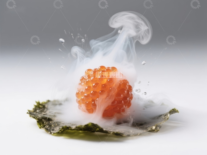 高清大图下载【趣麦麦图】烟雾缭绕的橙色鱼子酱