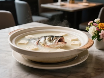 鲜美鱼汤热气腾腾