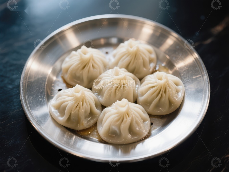 高清大图下载【趣麦麦图】金属盘上的蒸饺