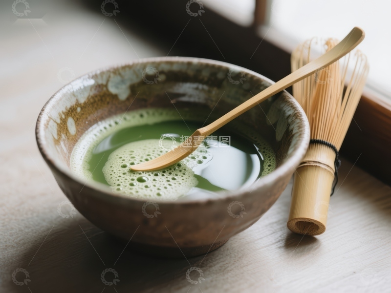 高清大图下载【趣麦麦图】抹茶碗与竹筅的静谧时光