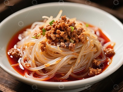 红油粉丝配肉末，美味川菜
