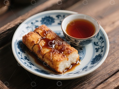 煎炸糕点配酱油碟