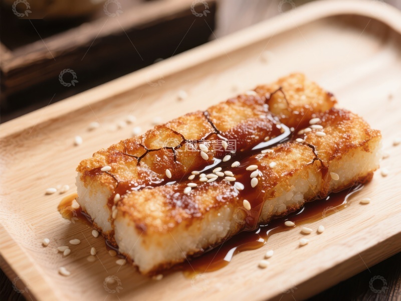 高清大图下载【趣麦麦图】煎制鱼块配酱油芝麻