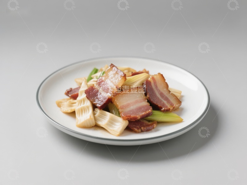 高清大图下载【趣麦麦图】腊肉炒蒜苗，美味家常菜