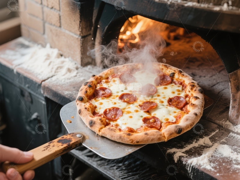 高清大图下载【趣麦麦图】出炉的披萨散发热气