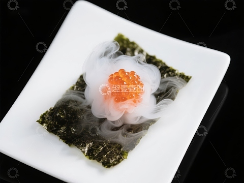 烟雾缭绕的海苔鱼子酱