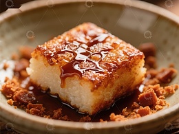 焦糖淋面的甜品方块