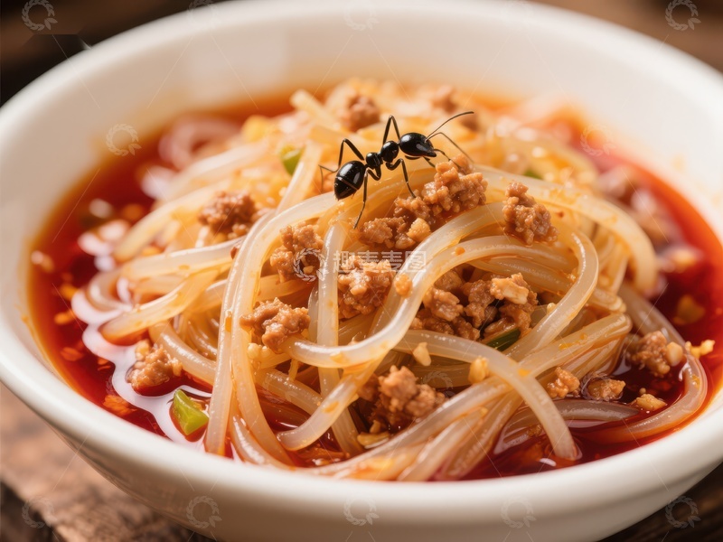 高清大图下载【趣麦麦图】蚂蚁爬上粉丝肉末汤