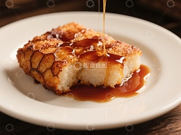 焦糖淋汁的椰蓉糕点