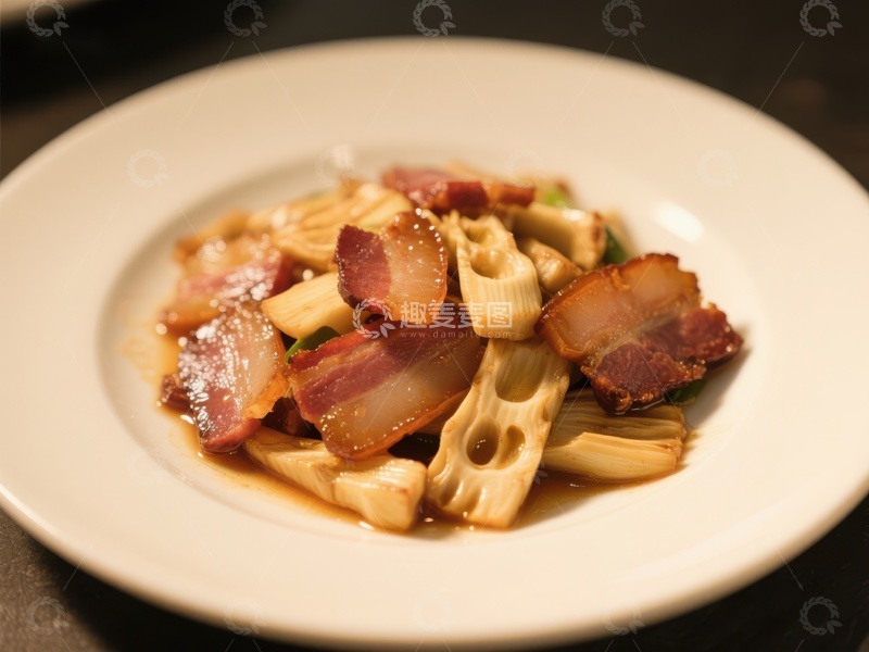 高清大图下载【趣麦麦图】莲藕炒肉片，美味家常菜