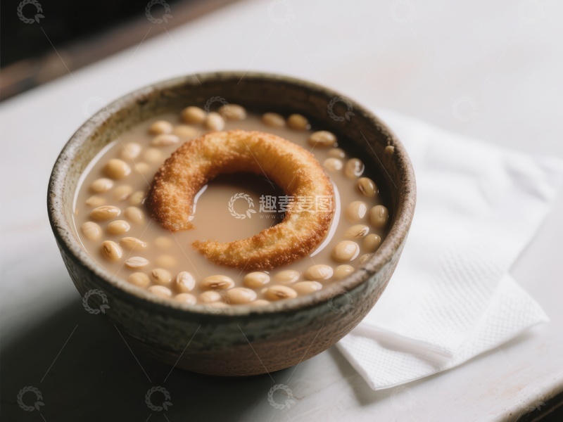 高清大图下载【趣麦麦图】豆汤配炸圈，传统美食