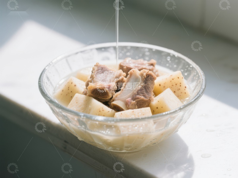 高清大图下载【趣麦麦图】排骨莲藕汤的准备过程