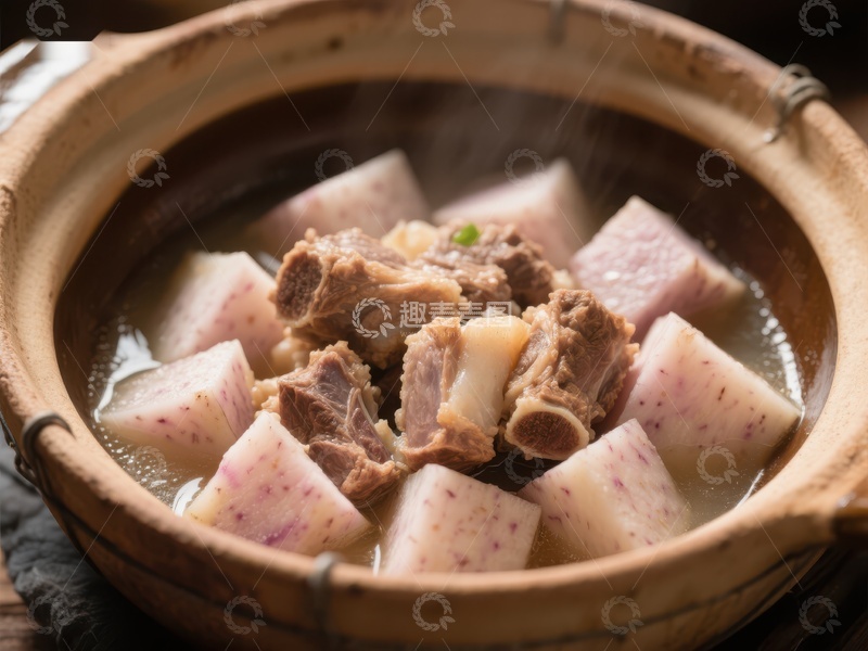 高清大图下载【趣麦麦图】热气腾腾的排骨芋头汤