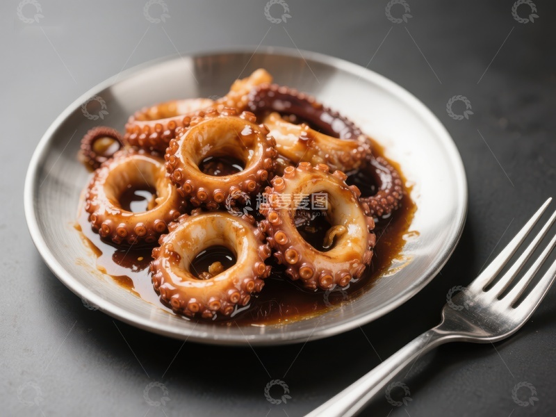 高清大图下载【趣麦麦图】美味鱿鱼圈配酱汁