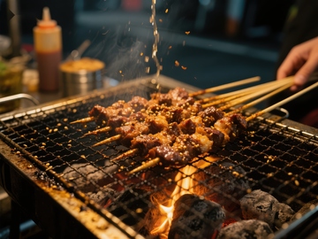 炭火烤串，美味飘香