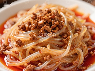 红油粉丝肉末拌面
