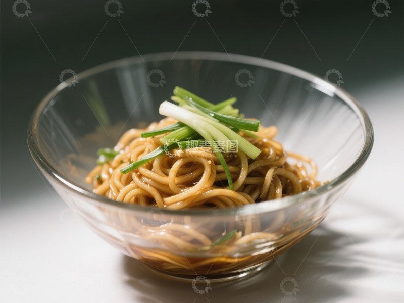 高清大图下载【趣麦麦图】玻璃碗中的面条配葱花