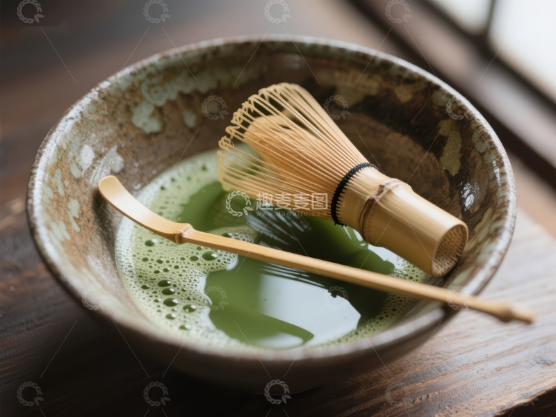 高清大图下载【趣麦麦图】抹茶碗与竹筅的静谧时光