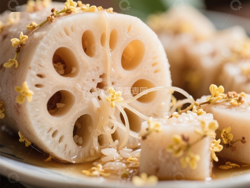 高清大图下载【趣麦麦图】桂花莲藕切片，清新美味