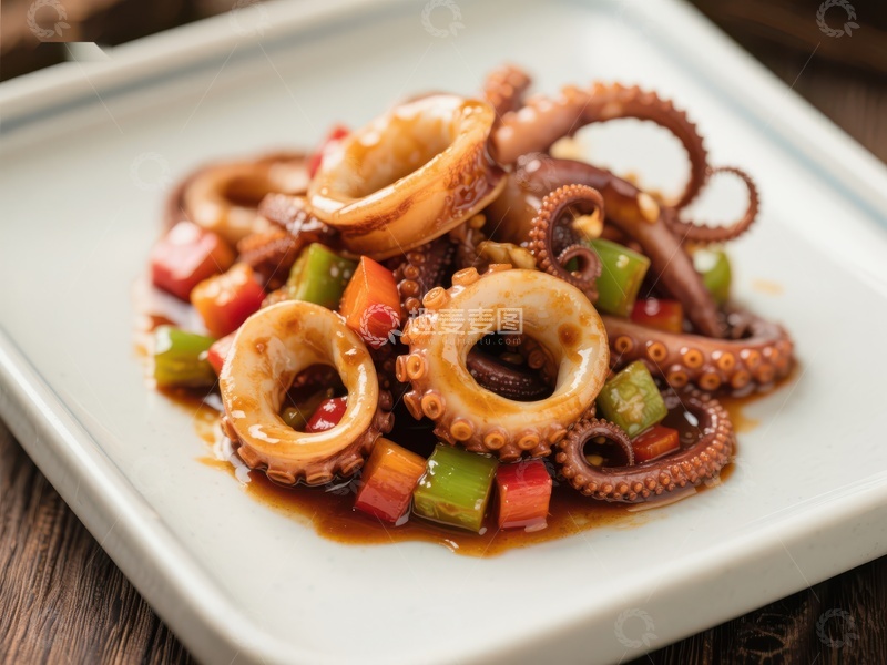 高清大图下载【趣麦麦图】美味鱿鱼圈配蔬菜