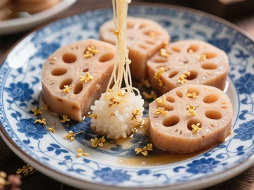 莲藕糯米甜品，点缀桂花