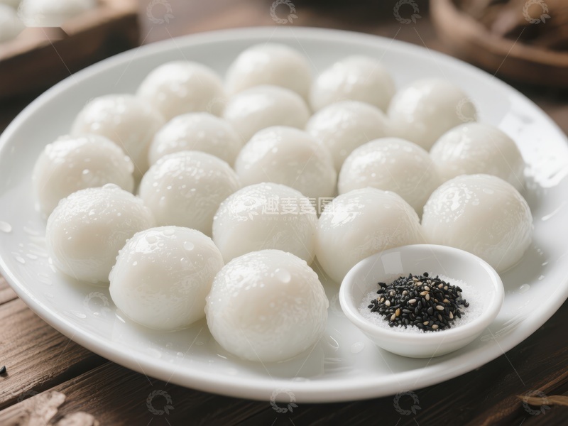高清大图下载【趣麦麦图】白玉汤圆配芝麻酱