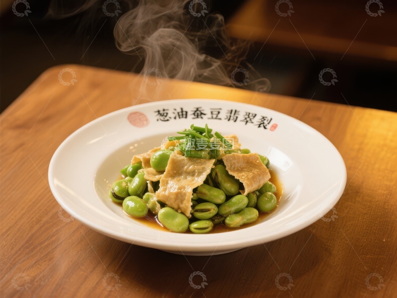 高清大图下载【趣麦麦图】热气腾腾的蚕豆炒菜