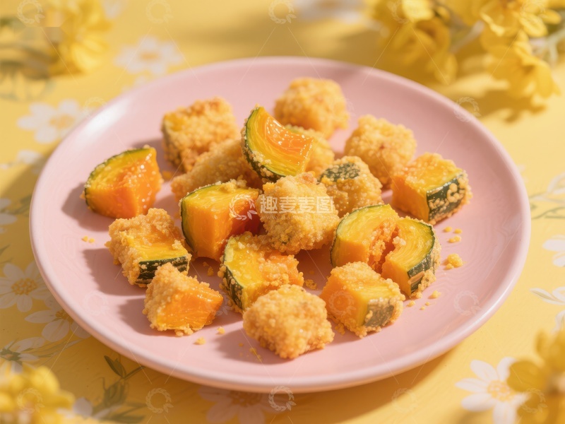 高清大图下载【趣麦麦图】金黄南瓜天妇罗，美味可口