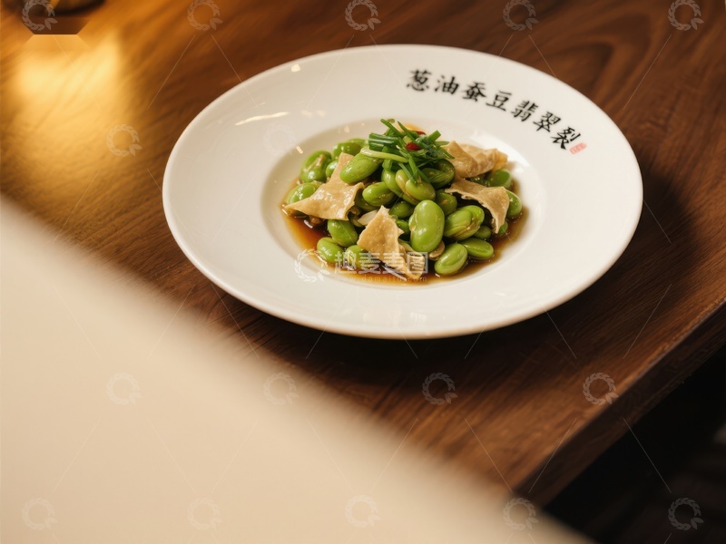 高清大图下载【趣麦麦图】葱油蚕豆配豆腐片精致呈现