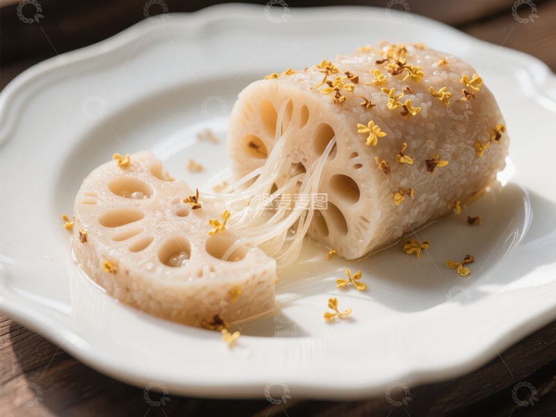 高清大图下载【趣麦麦图】桂花糯米藕，传统中式甜点
