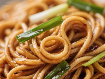 热腾腾的炒面配青葱