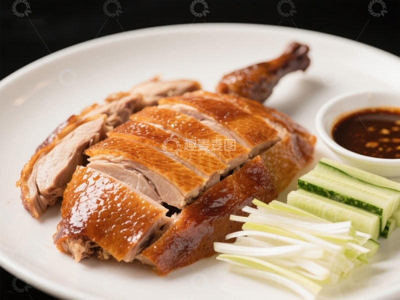 高清大图下载【趣麦麦图】-烤鸭配黄瓜丝和酱料