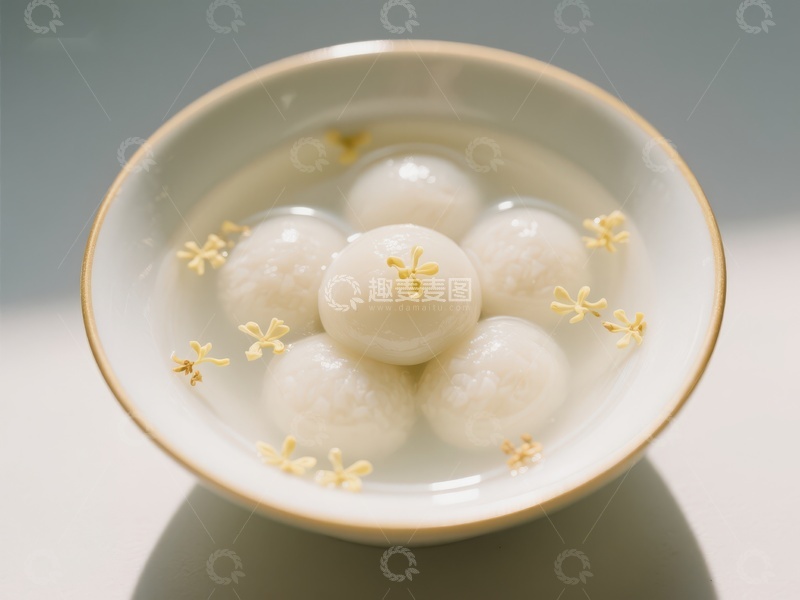 高清大图下载【趣麦麦图】-汤圆配桂花，传统美食