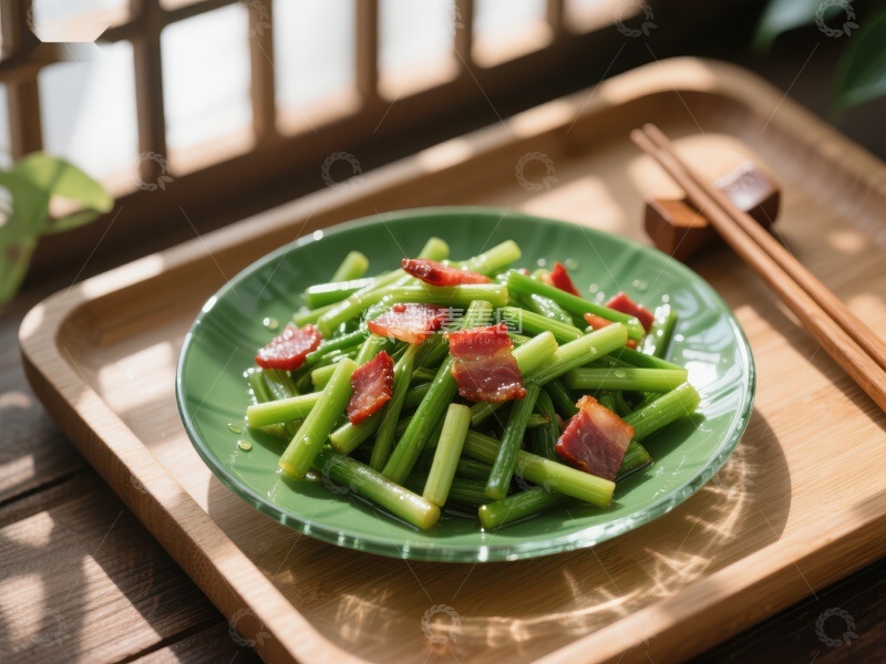 高清大图下载【趣麦麦图】蒜薹炒肉片，清新美味家常菜