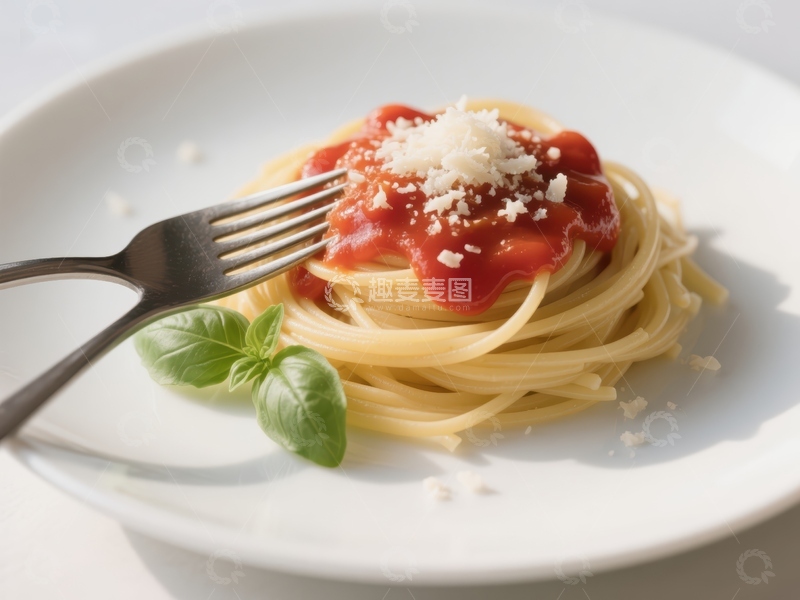 高清大图下载【趣麦麦图】意面配番茄酱与罗勒