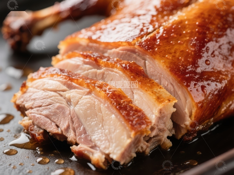 高清大图下载【趣麦麦图】烤鸭切片，色泽诱人