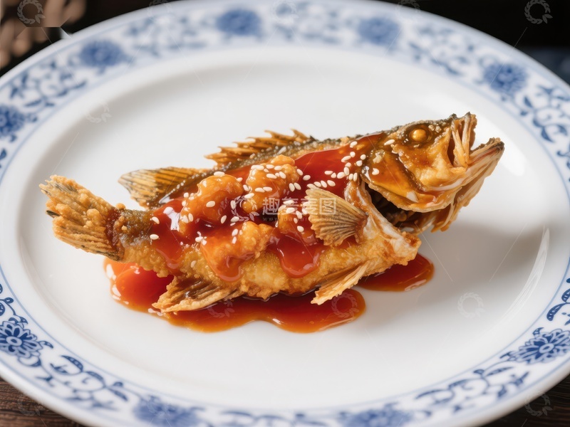 高清大图下载【趣麦麦图】糖醋全鱼，色泽金黄诱人