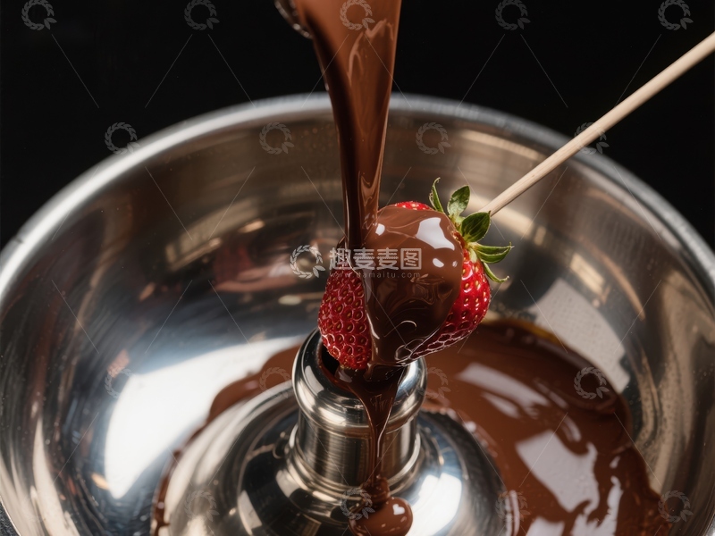 高清大图下载【趣麦麦图】草莓蘸巧克力酱，甜蜜瞬间