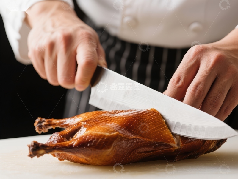 高清大图下载【趣麦麦图】厨师切割烤鸭