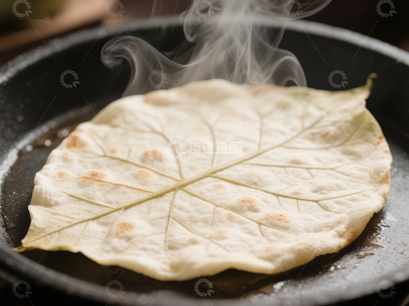 热气腾腾的叶子形状煎饼