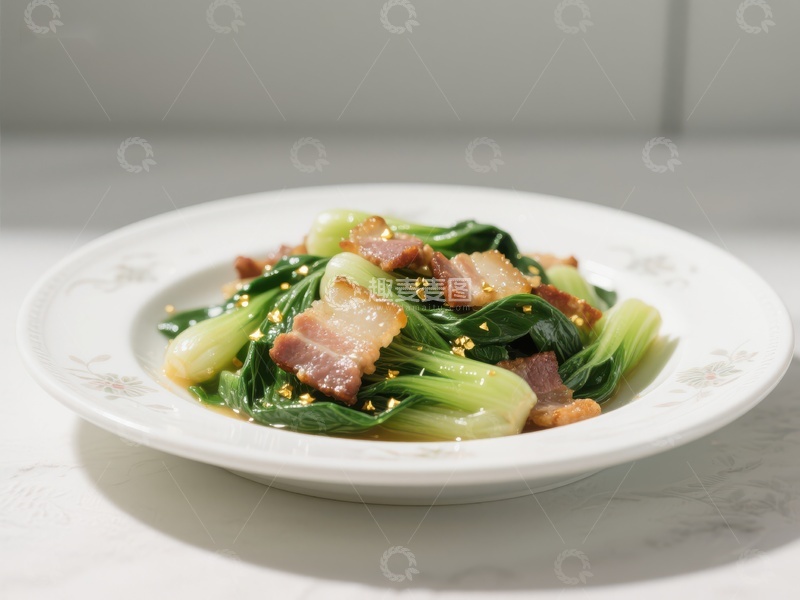 炒青菜配培根，美味家常菜
