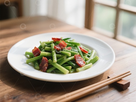 炒豆角配腊肠，简约美味佳肴