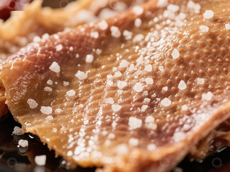 高清大图下载【趣麦麦图】撒盐烤鸭皮特写