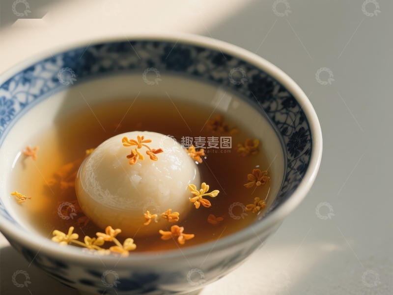 高清大图下载【趣麦麦图】桂花汤圆：传统美食的温馨呈现